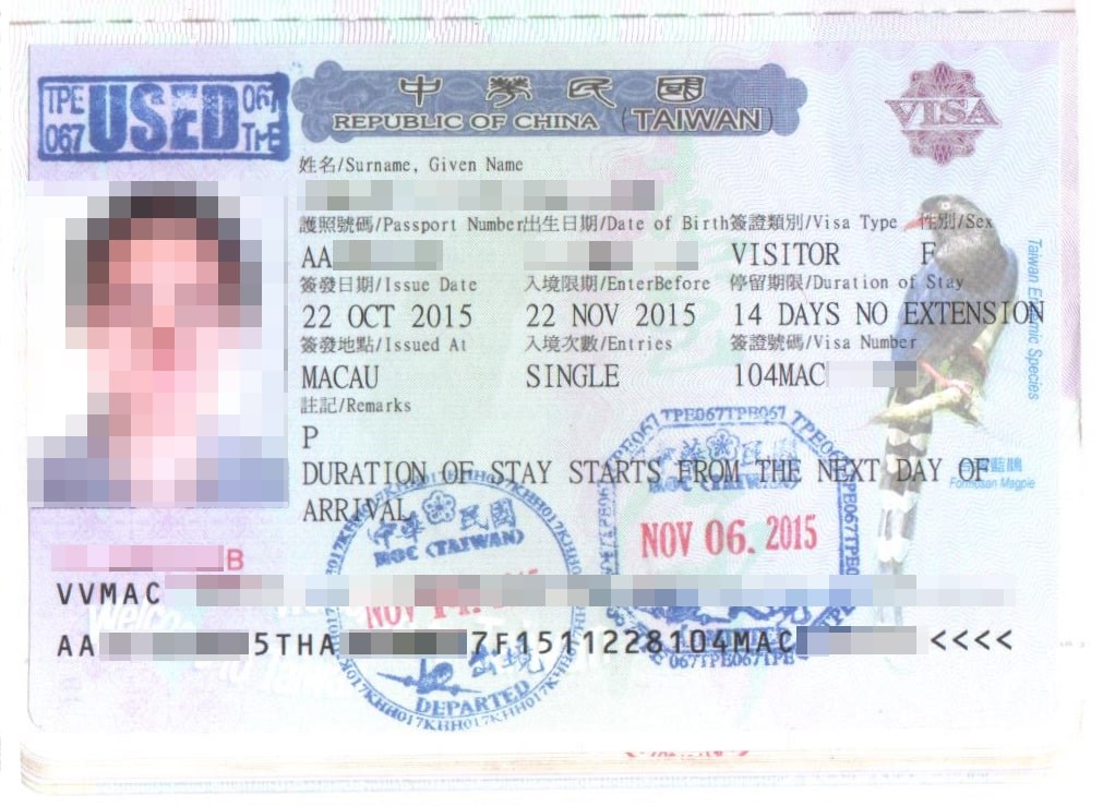 Visa Đài Loan trọn gói